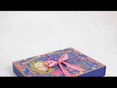 Coloración de papel de oro Impresión de calendario Caja de regalo plegable con cinta